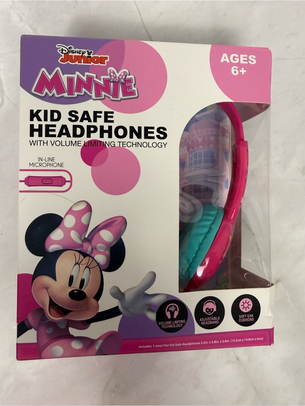 Disney Junior Minnie Kid Safe Headphones New Ages 6+